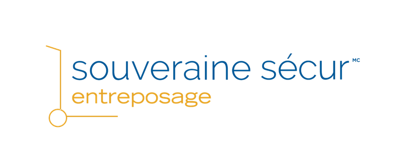 Logo Souveraine Sécur Entreposage avec une illustration d'un chariot en mouvement